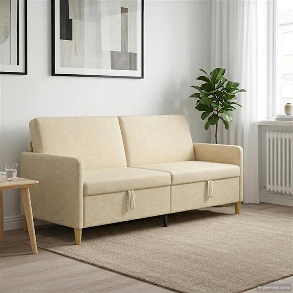 Grote foto vidaxl bank met opslag cr mekleurig 192 x 78 x 87 cm polyester huis en inrichting bankstellen