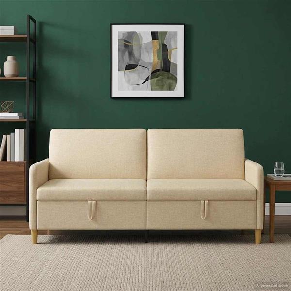 Grote foto vidaxl bank met opslag cr mekleurig 192 x 78 x 87 cm polyester huis en inrichting bankstellen