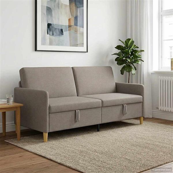 Grote foto vidaxl bank met opslag taupe 192 x 78 x 87 cm polyester huis en inrichting bankstellen