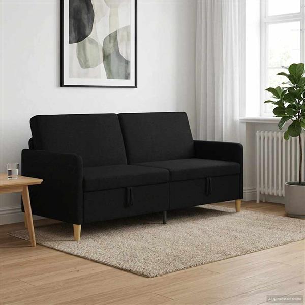 Grote foto vidaxl bank met opslag zwart 192 x 78 x 87 cm polyester huis en inrichting bankstellen