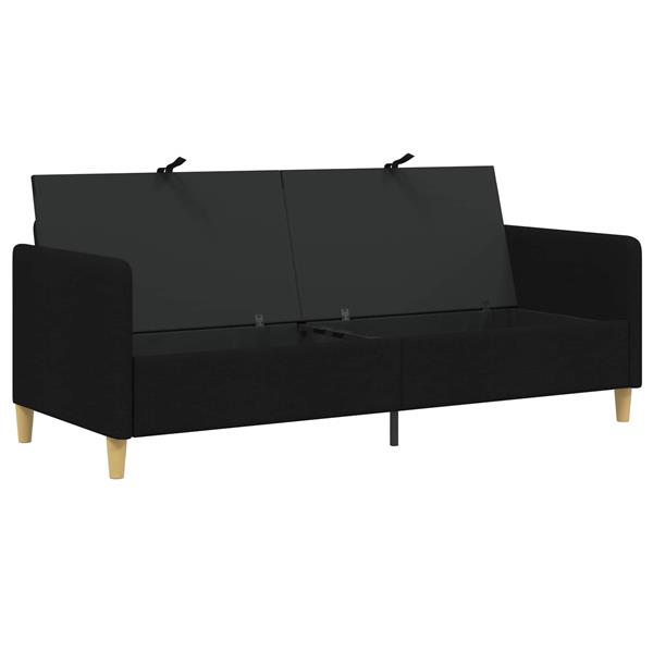 Grote foto vidaxl bank met opslag zwart 192 x 78 x 87 cm polyester huis en inrichting bankstellen