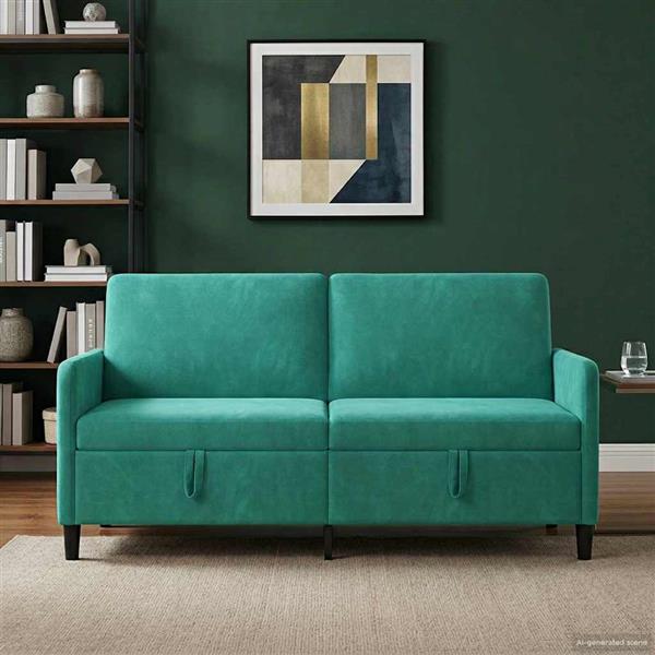 Grote foto vidaxl bank met opslag turquoise 172 x 78 x 87 cm polyester huis en inrichting bankstellen