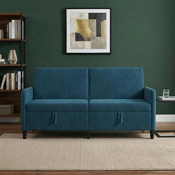Grote foto vidaxl bank met opslag blauw 172 x 78 x 87 cm polyester huis en inrichting bankstellen
