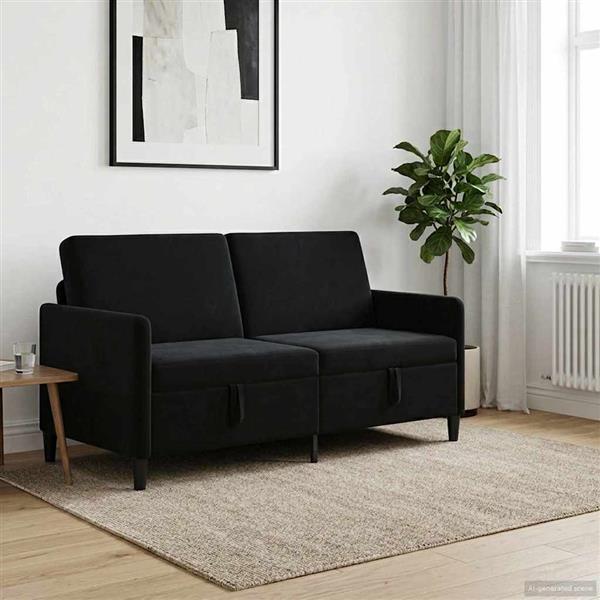 Grote foto vidaxl bank met opslag zwart 172 x 78 x 87 cm polyester huis en inrichting bankstellen