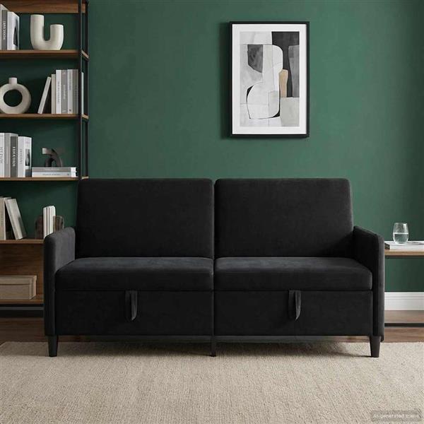 Grote foto vidaxl bank met opslag zwart 172 x 78 x 87 cm polyester huis en inrichting bankstellen