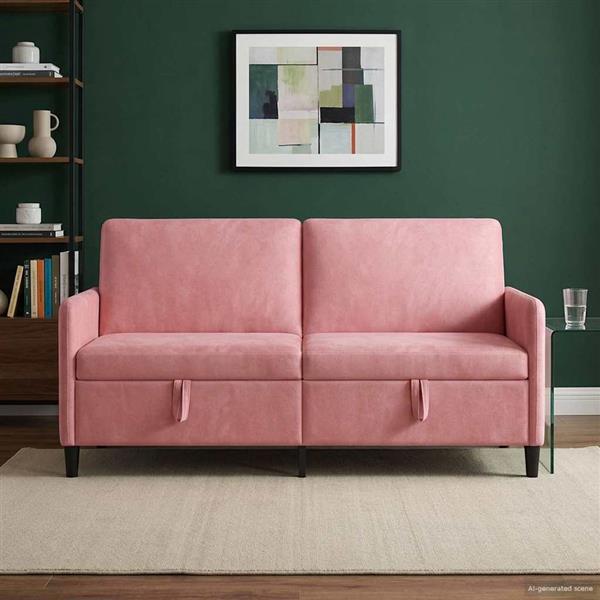 Grote foto vidaxl bank met opslag roze 172 x 78 x 87 cm polyester huis en inrichting bankstellen