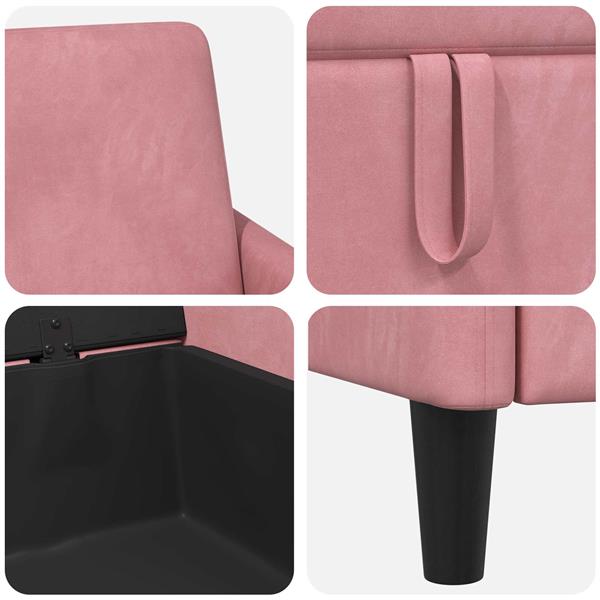 Grote foto vidaxl bank met opslag roze 172 x 78 x 87 cm polyester huis en inrichting bankstellen