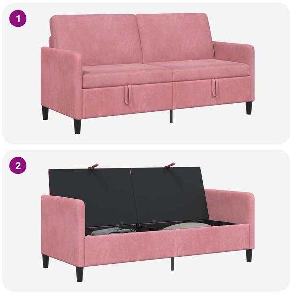 Grote foto vidaxl bank met opslag roze 172 x 78 x 87 cm polyester huis en inrichting bankstellen