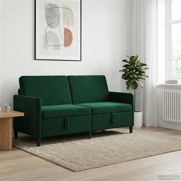 Grote foto vidaxl bank met opslag donkergroen 172 x 78 x 87 cm polyester huis en inrichting bankstellen