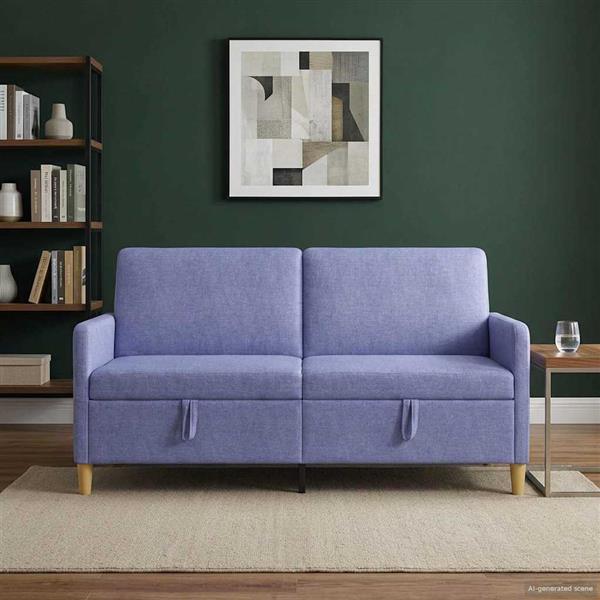Grote foto vidaxl bank met opslag jeans blauw 172 x 78 x 87 cm polyester huis en inrichting bankstellen