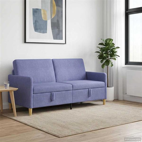 Grote foto vidaxl bank met opslag jeans blauw 172 x 78 x 87 cm polyester huis en inrichting bankstellen