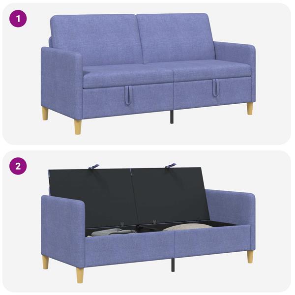 Grote foto vidaxl bank met opslag jeans blauw 172 x 78 x 87 cm polyester huis en inrichting bankstellen