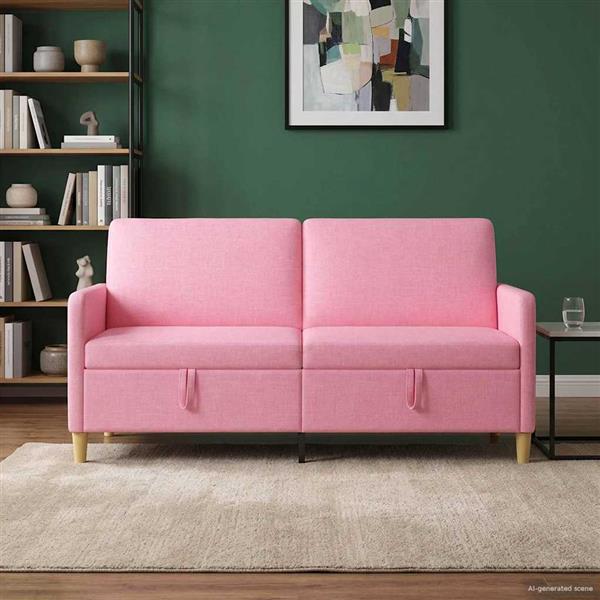 Grote foto vidaxl bank met opslag roze 172 x 78 x 87 cm polyester huis en inrichting bankstellen