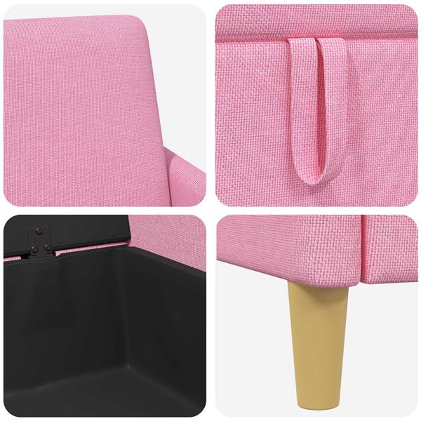 Grote foto vidaxl bank met opslag roze 172 x 78 x 87 cm polyester huis en inrichting bankstellen