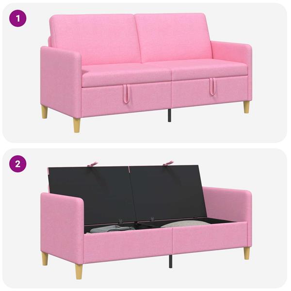 Grote foto vidaxl bank met opslag roze 172 x 78 x 87 cm polyester huis en inrichting bankstellen
