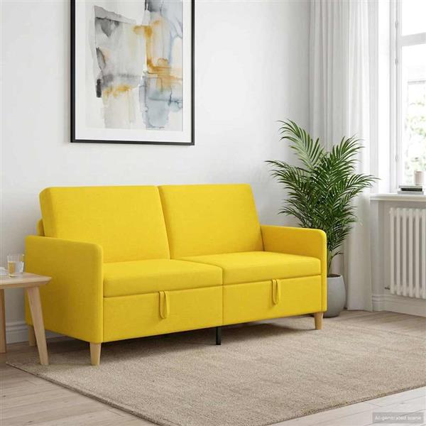 Grote foto vidaxl bank met opslag lichtgeel 172 x 78 x 87 cm polyester huis en inrichting bankstellen