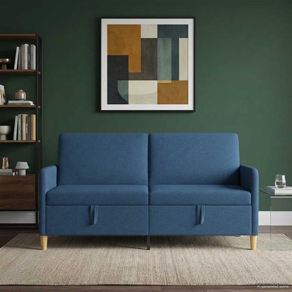 Grote foto vidaxl bank met opslag blauw 172 x 78 x 87 cm polyester huis en inrichting bankstellen