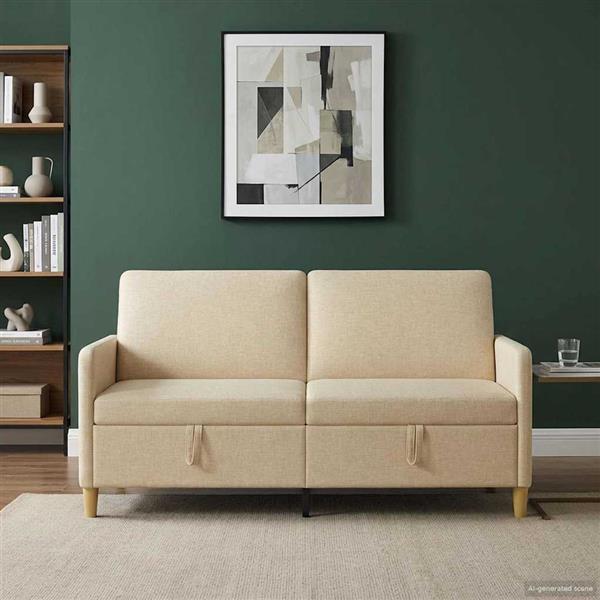 Grote foto vidaxl bank met opslag cr mekleurig 172 x 78 x 87 cm polyester huis en inrichting bankstellen