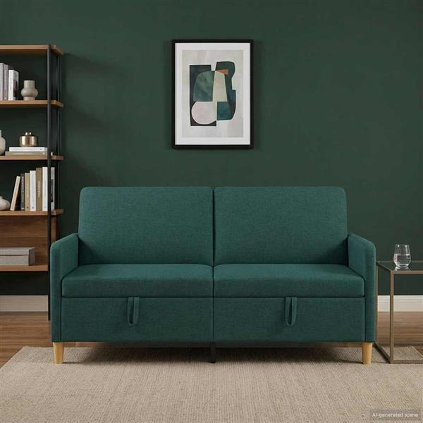 Grote foto vidaxl bank met opslag donkergroen 172 x 78 x 87 cm polyester huis en inrichting bankstellen