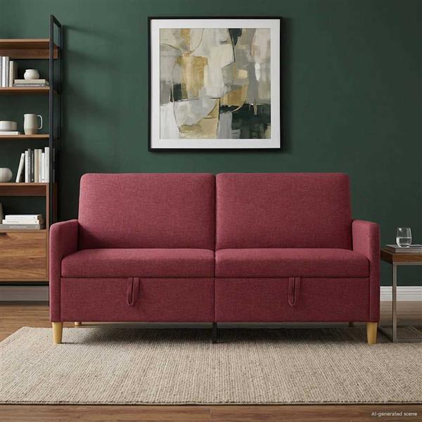 Grote foto vidaxl bank met opslag wijnrood 172 x 78 x 87 cm polyester huis en inrichting bankstellen