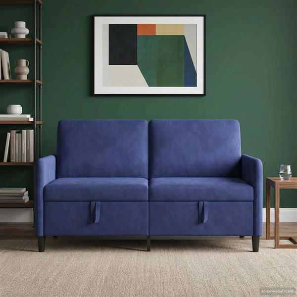 Grote foto vidaxl bank met opslag politieblauw 152 x 78 x 87 cm polyester huis en inrichting bankstellen