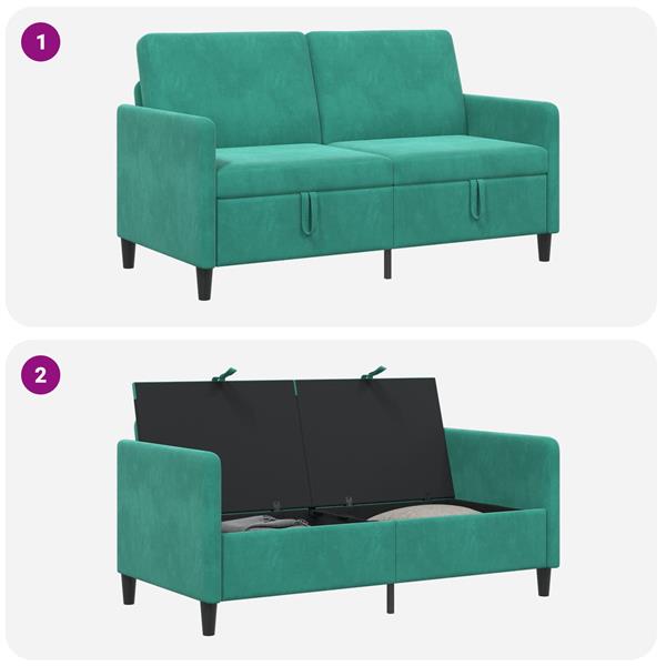 Grote foto vidaxl bank met opslag turquoise 152 x 78 x 87 cm polyester huis en inrichting bankstellen
