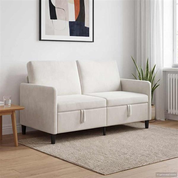 Grote foto vidaxl bank met opslag cr mekleurig 152 x 78 x 87 cm polyester huis en inrichting bankstellen