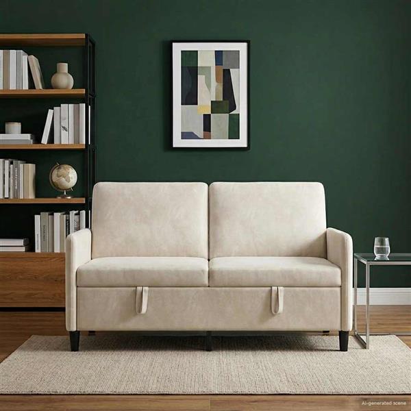 Grote foto vidaxl bank met opslag cr mekleurig 152 x 78 x 87 cm polyester huis en inrichting bankstellen