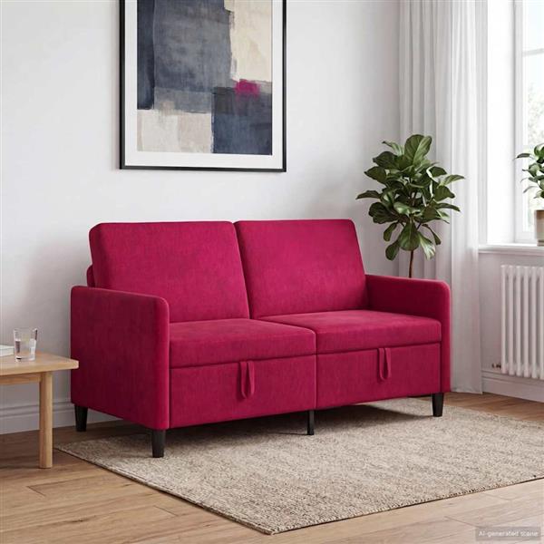 Grote foto vidaxl bank met opslag wijnrood 152 x 78 x 87 cm polyester huis en inrichting bankstellen
