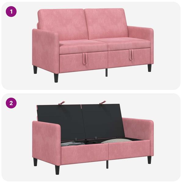 Grote foto vidaxl bank met opslag roze 152 x 78 x 87 cm polyester huis en inrichting bankstellen