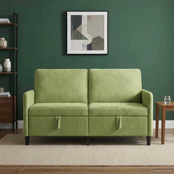 Grote foto vidaxl bank met opslag lichtgroen 152 x 78 x 87 cm polyester huis en inrichting bankstellen