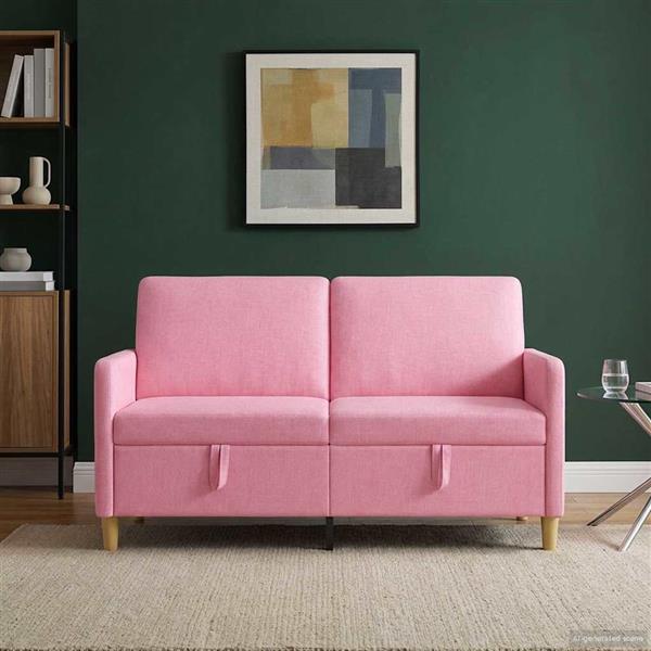 Grote foto vidaxl bank met opslag roze 152 x 78 x 87 cm polyester huis en inrichting bankstellen