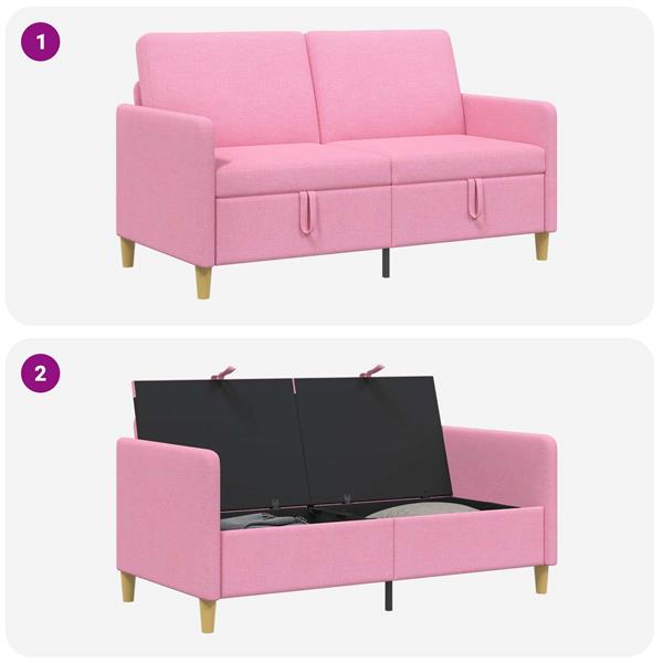 Grote foto vidaxl bank met opslag roze 152 x 78 x 87 cm polyester huis en inrichting bankstellen