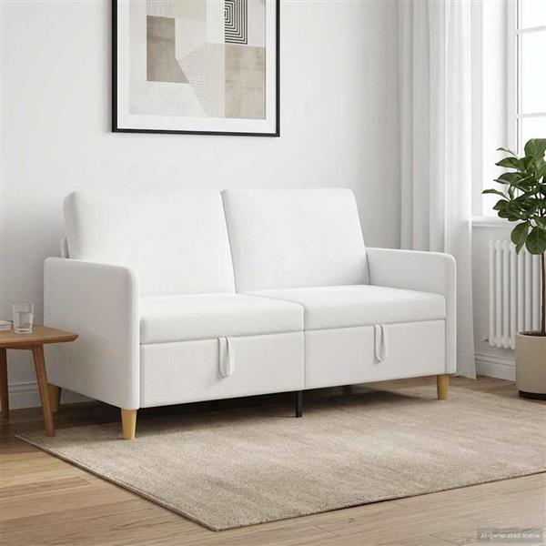 Grote foto vidaxl bank met opslag wit 152 x 78 x 87 cm polyester huis en inrichting bankstellen