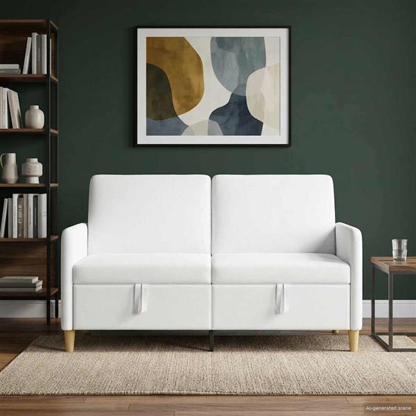 Grote foto vidaxl bank met opslag wit 152 x 78 x 87 cm polyester huis en inrichting bankstellen