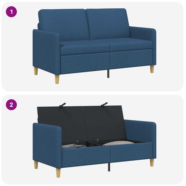 Grote foto vidaxl bank met opslag blauw 152 x 78 x 87 cm polyester huis en inrichting bankstellen
