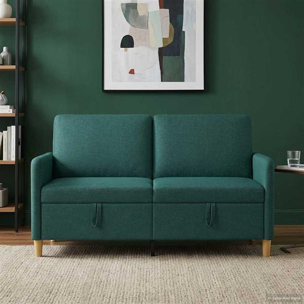 Grote foto vidaxl bank met opslag donkergroen 152 x 78 x 87 cm polyester huis en inrichting bankstellen