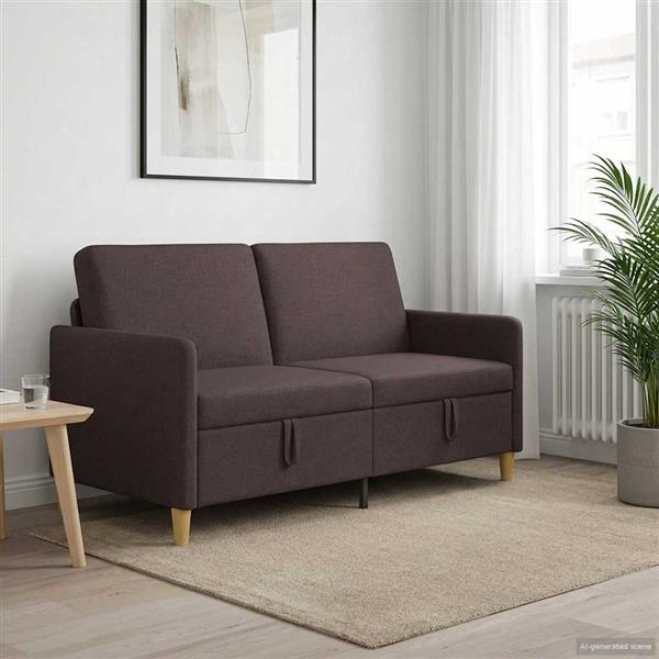 Grote foto vidaxl bank met opslag donkerbruin 152 x 78 x 87 cm polyester huis en inrichting bankstellen