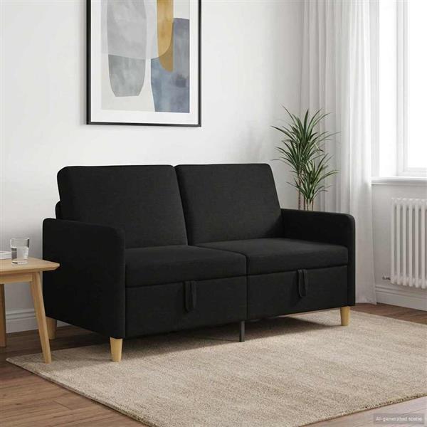 Grote foto vidaxl bank met opslag zwart 152 x 78 x 87 cm polyester huis en inrichting bankstellen