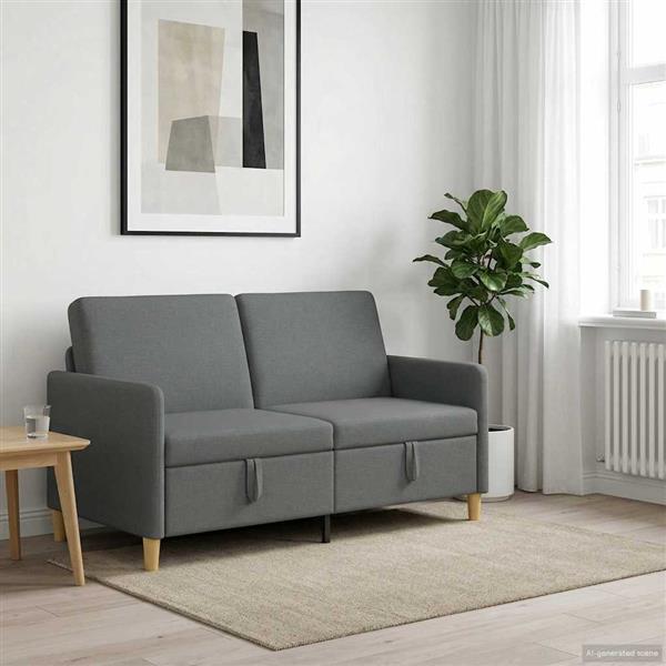 Grote foto vidaxl bank met opslag donkergrijs 152 x 78 x 87 cm polyester huis en inrichting bankstellen