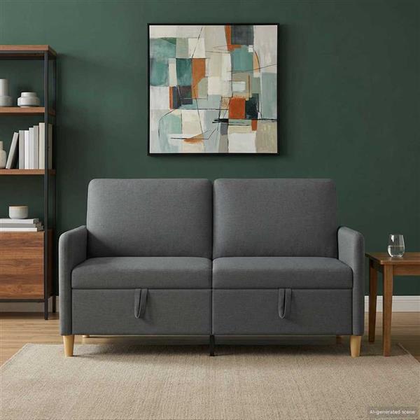 Grote foto vidaxl bank met opslag donkergrijs 152 x 78 x 87 cm polyester huis en inrichting bankstellen