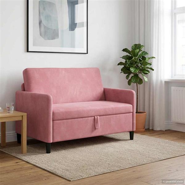 Grote foto vidaxl bank met opslag roze 122 x 78 x 87 cm polyester huis en inrichting bankstellen
