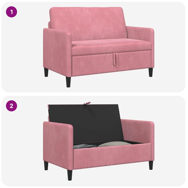 Grote foto vidaxl bank met opslag roze 122 x 78 x 87 cm polyester huis en inrichting bankstellen