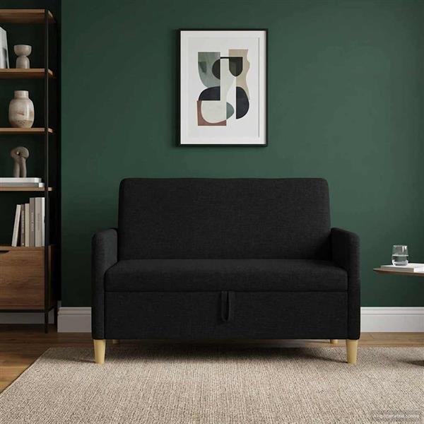 Grote foto vidaxl bank met opslag zwart 122 x 78 x 87 cm polyester huis en inrichting bankstellen