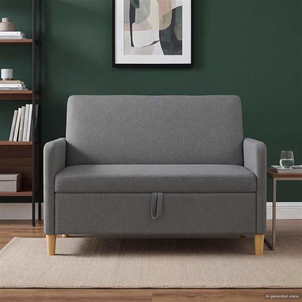 Grote foto vidaxl bank met opslag donkergrijs 122 x 78 x 87 cm polyester huis en inrichting bankstellen