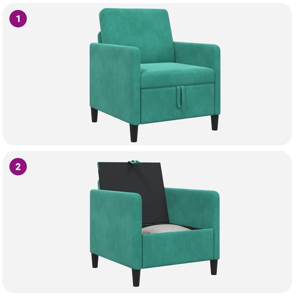Grote foto vidaxl bank met opslag turquoise 72 x 78 x 87 cm polyester huis en inrichting bankstellen