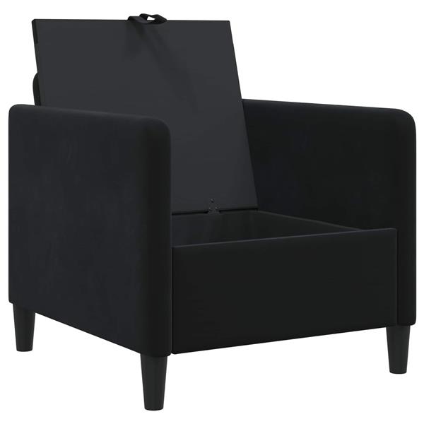 Grote foto vidaxl bank met opslag zwart 72 x 78 x 87 cm polyester huis en inrichting bankstellen