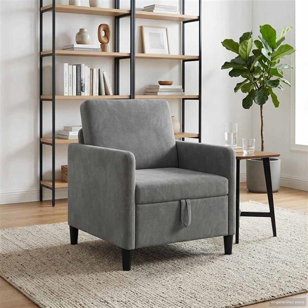 Grote foto vidaxl bank met opslag donkergrijs 72 x 78 x 87 cm polyester huis en inrichting bankstellen