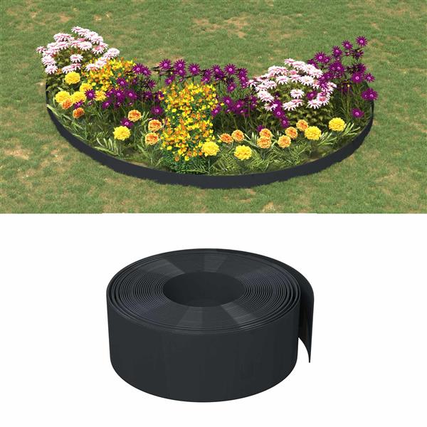 Grote foto vidaxl gazonrand 25 m 20 cm pe zwart tuin en terras tuindecoratie