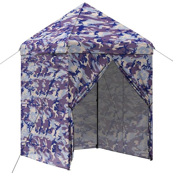 Grote foto vidaxl pop up gazebo met 4 zijwanden 2 9 x 2 9 m blauw camouflage tuin en terras overige tuin en terras